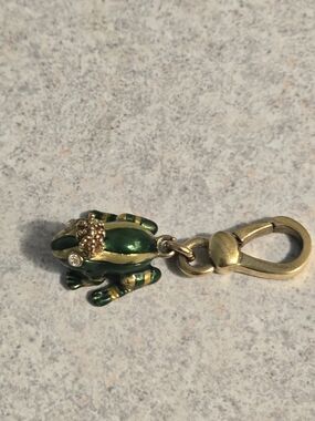Juicy Couture Gold-Tone Green Enamel Frog Keychain Charm
